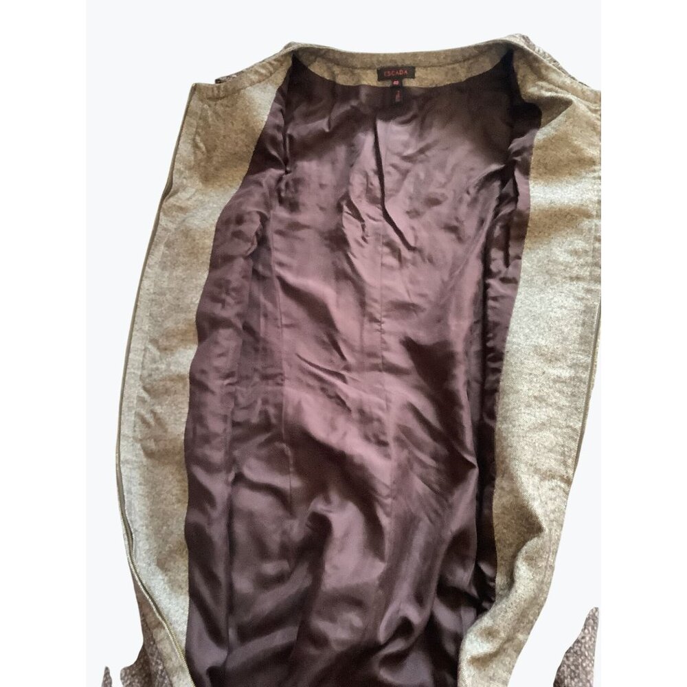 Escada Sequin Tweed Zip Front Dress 40 Sleeveless Alpaca Wool Designer Chic - Picture 11 of 11